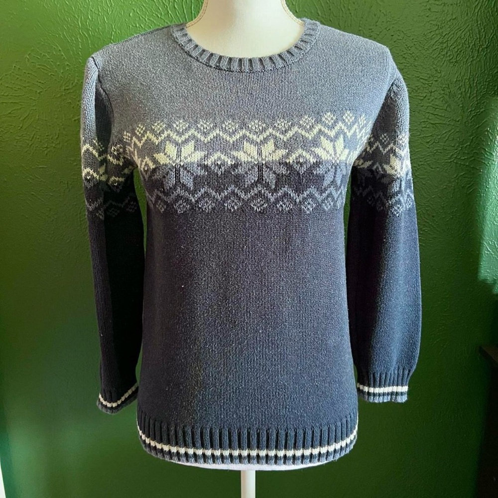 Blue and White Fair Isle Style Sweater